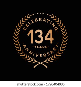 134 years design template. 134th logo. Vector and illustration.