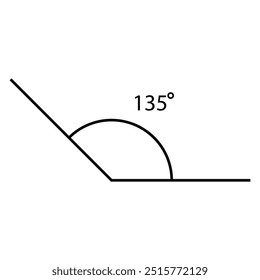 135 degree angle icon illustration design