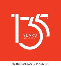 135 Logo, 135 Years Anniversary Logo, Vector Template Design element for birthday, invitation, wedding, jubilee and greeting card illustration.