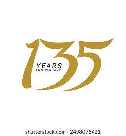 135 Logo, 135 Years Anniversary Logo, Vector Template Design element for birthday, invitation, wedding, jubilee and greeting card illustration.