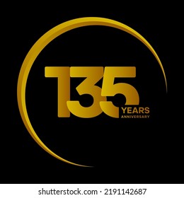 135 Year Anniversary celebration logotype. Golden anniversary celebration template design, Vector illustrations.