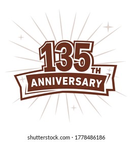 135 years anniversary celebration logo. 135th design template. Vector and illustration.