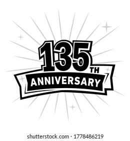 135 years anniversary celebration logo. 135th design template. Vector and illustration.