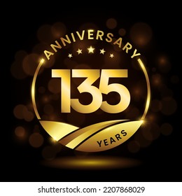 135 years anniversary, Anniversary celebration logo design. vector template illustration