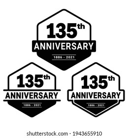 135 years anniversary celebration logotype. 135th anniversary logo collection. Set of anniversary design template. Vector and illustration.