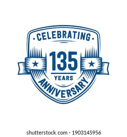 135 years anniversary celebration shield design template. 135th anniversary logo. Vector and illustration.