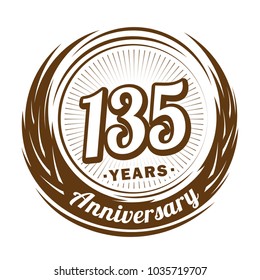 135 years anniversary. Anniversary logo design. 135 years logo.