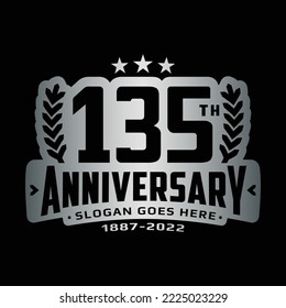 135 years anniversary logo design template. 135th anniversary celebration logotype. Vector and illustration.