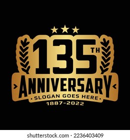135 years anniversary logo design template. 135th anniversary celebration logotype. Vector and illustration.