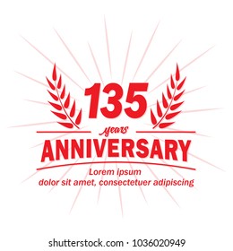 135 years anniversary logo. Vector and illustration.