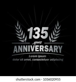 135 years anniversary logo. Vector and illustration.