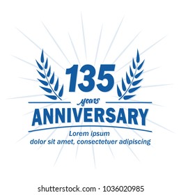 135 years anniversary logo. Vector and illustration.