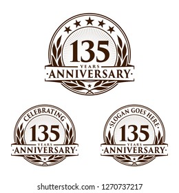 135 years anniversary set. 135th celebration logo collection. Vector and illustration. 