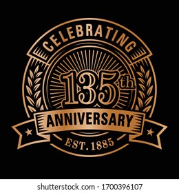 135 years of celebrations design template. 135th logo. Vector and illustrations.