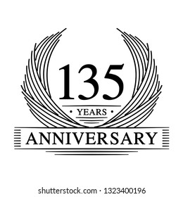 135 years design template. 135th anniversary. Vector and illustration.
