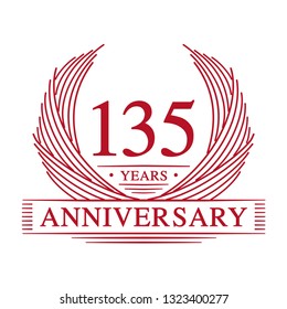 135 years design template. 135th anniversary. Vector and illustration.