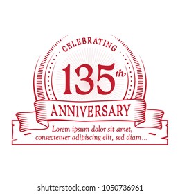 135th anniversary design template. Vector and illustration.