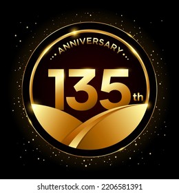 135th anniversary, Golden anniversary template design. Logo vector illustration