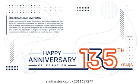 135th anniversary template design with abstract background, vector template