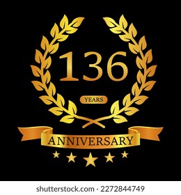 136 th Anniversary logo template illustration. suitable for you