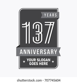 136 years anniversary design template. Vector and illustration.