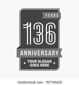 136 years anniversary design template. Vector and illustration.