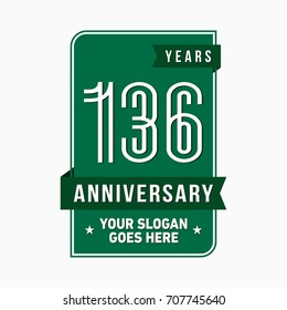 136 years anniversary design template. Vector and illustration.