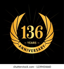 136 years anniversary. Elegant anniversary design. 136 years logo.