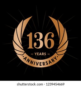 136 years anniversary. Elegant anniversary design. 136 years logo.