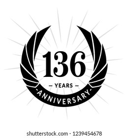 136 years anniversary. Elegant anniversary design. 136 years logo.