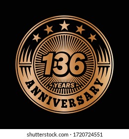 136 years anniversary. Anniversary logo design. Vector and illustration.