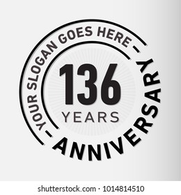 136 years anniversary logo template. Vector and illustration.