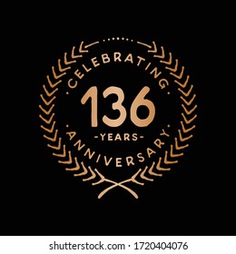 Design-Vorlage für 136 Jahre. 136. Logo. Vektorgrafik und Illustration.