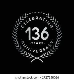136 years design template. 136th logo. Vector and illustration.