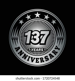 137 years anniversary. Anniversary logo design. Vector and illustration.