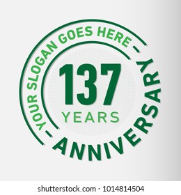 137 years anniversary logo template. Vector and illustration.