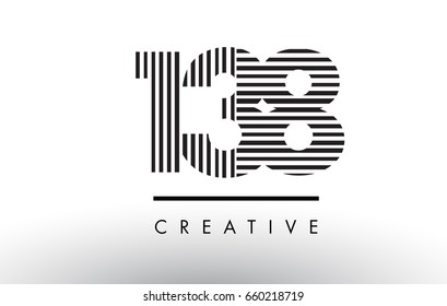 138 Black and White Number Logo Design with Vertical and Horizontal Lines.