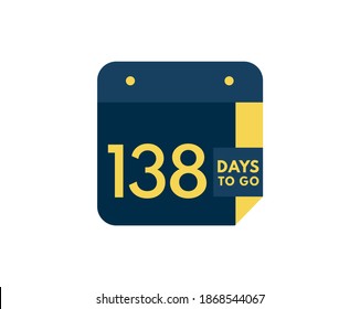 138 days to go calendar icon on white background, 138 days countdown, Countdown left days banner image