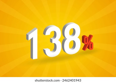 138% discount 3D text for sells and promotion.