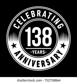 138 years anniversary logo template. Vector and illustration.