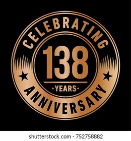 138 years anniversary logo template. Vector and illustration.