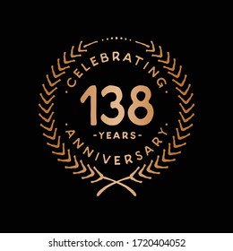 Plantilla de diseño de 138 años. Logo 138. Vector e ilustración.