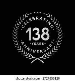 138 years design template. 138th logo. Vector and illustration.