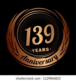 139 years anniversary. Anniversary logo design. 139 years logo.