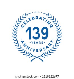 139 years design template. 139th logo. Vector and illustration.