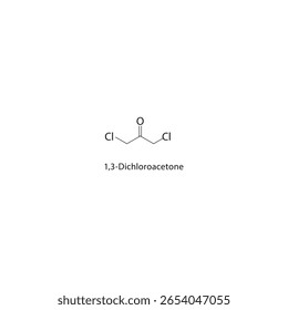 1,3-dicloroacetona estrutura esquelética. halogênio cetona composto ilustração esquemática. Diagrama simples, fórmula química.