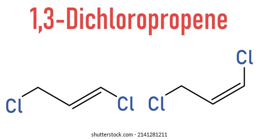 1,3-dichloropropene (dichloropropene) pesticide molecule. Skeletal formula.