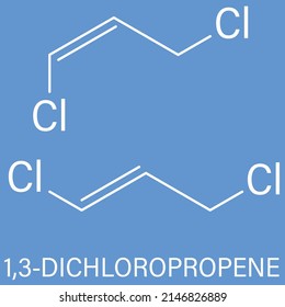 1,3-dichloropropene (dichloropropene) pesticide molecule. Skeletal formula.