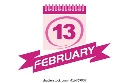  13February Calendar with Ribbon