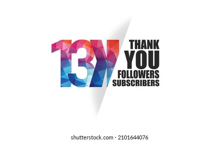 13K, 13.000 followers, subscribers design for internet, social media, anniversary and celebration achievement-vector